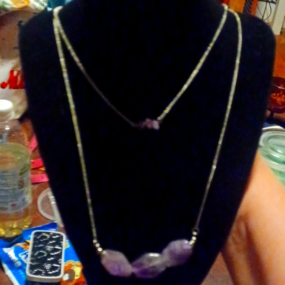 Source Unknown Jewelry - Silver layered necklace with amethyst.